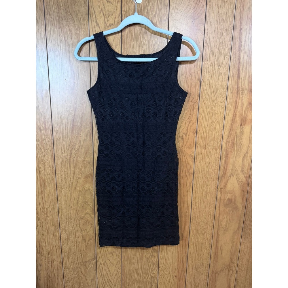 Lily Rose Black Lace Open Back Mini Dress Womens Medium Sleeveless Bodycon